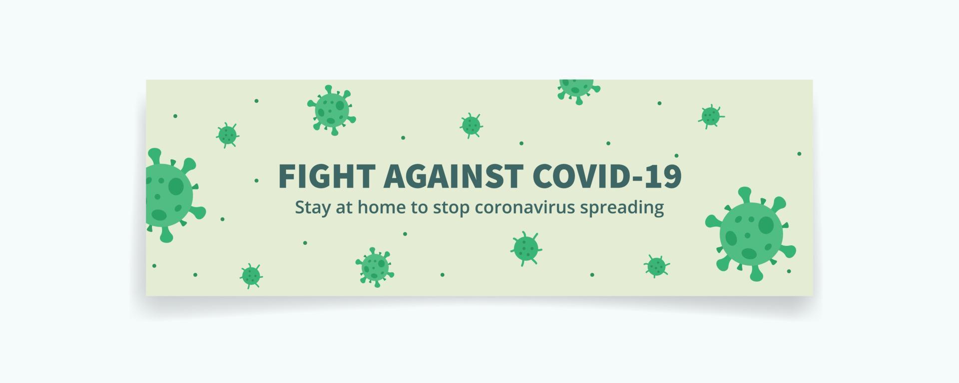fight against corona virus covid-19 website template banner concept with green theme color vector