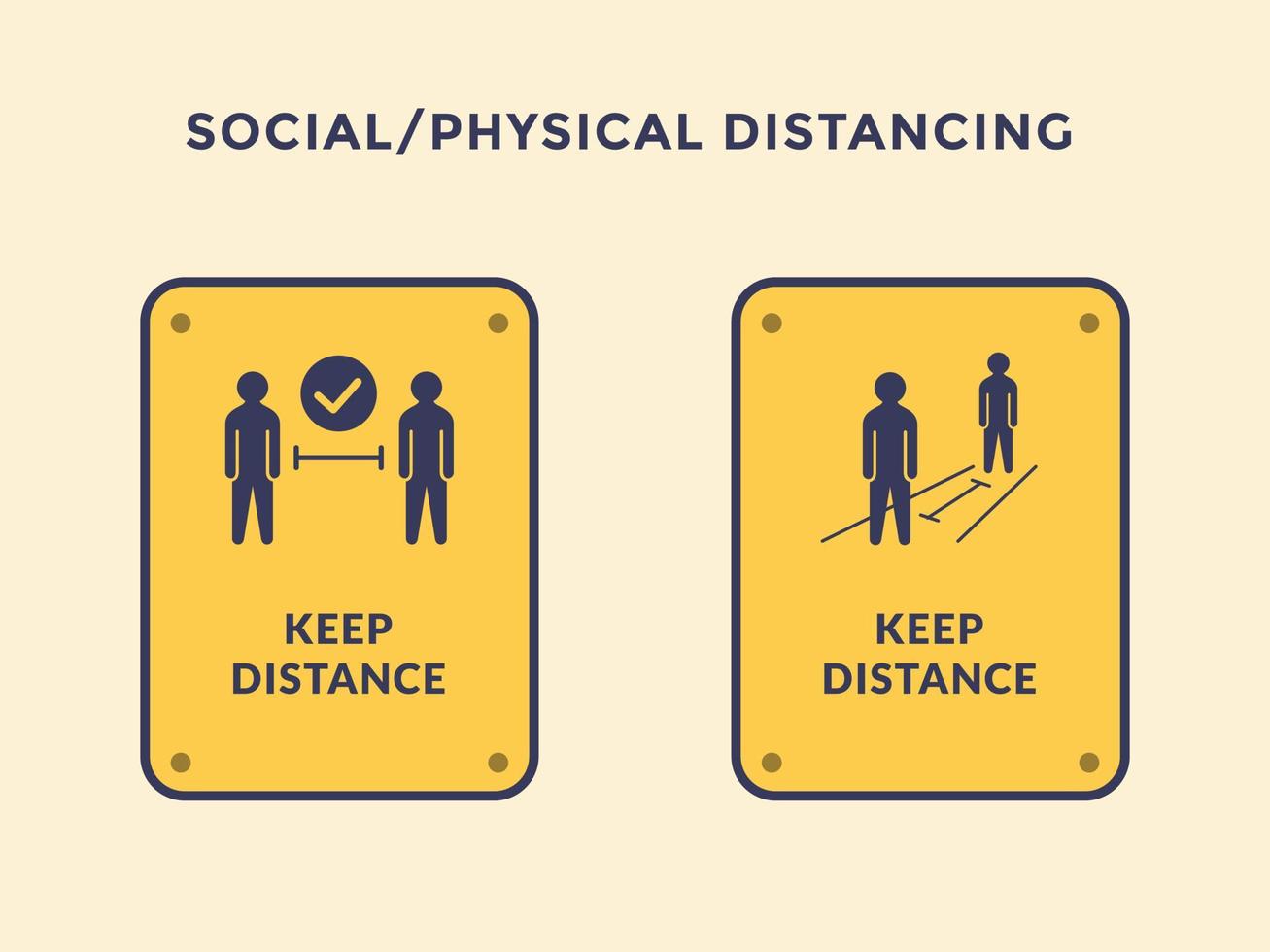 social distancing or physical distance people with modern yellow black sign symbol icon vector