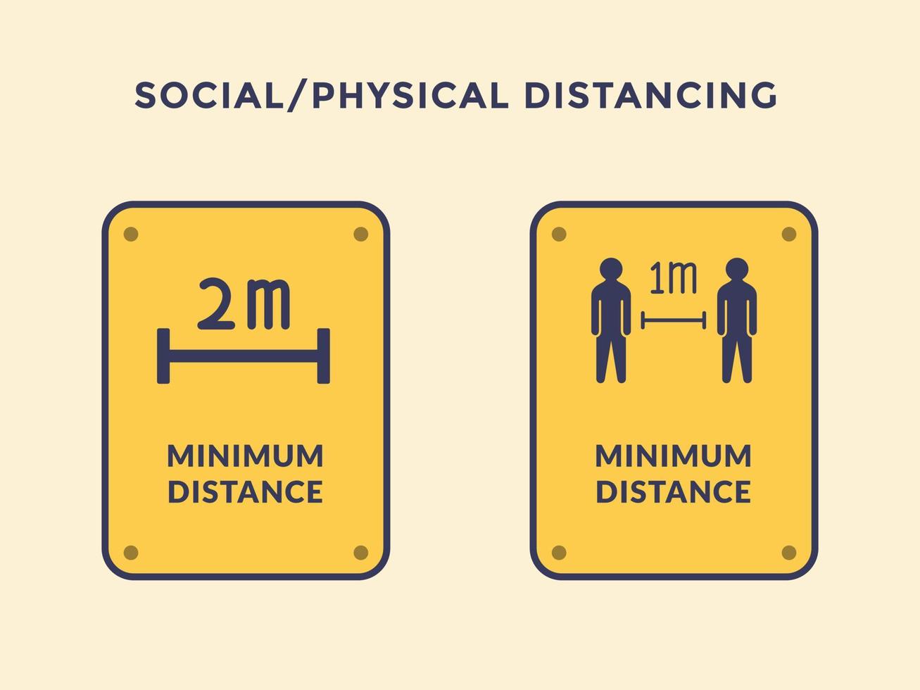 physical or social distancing icon square rectangle with safe distance icon with modern flat style vector