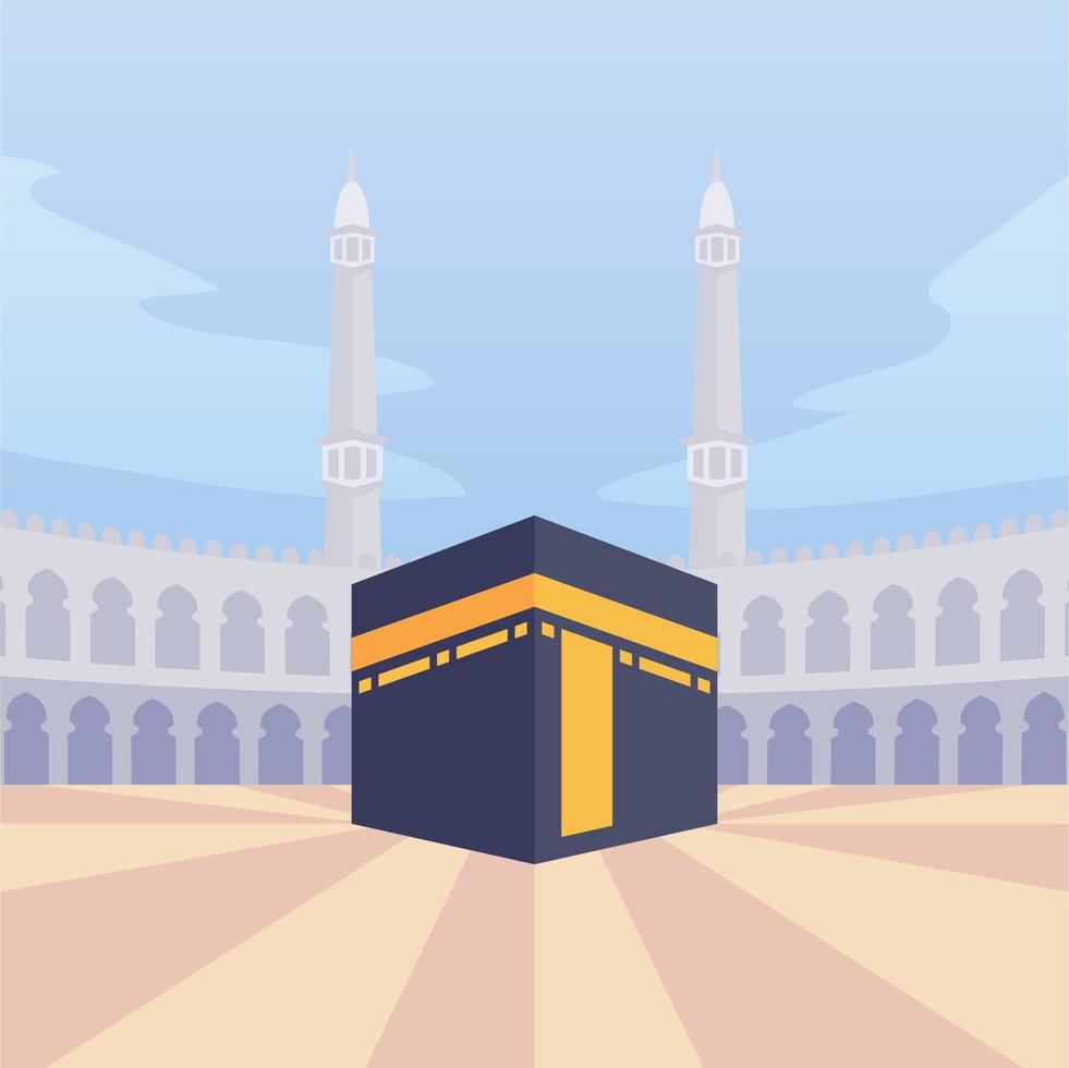 arabian moslem kaba mecca with modern cartoon flat style vector