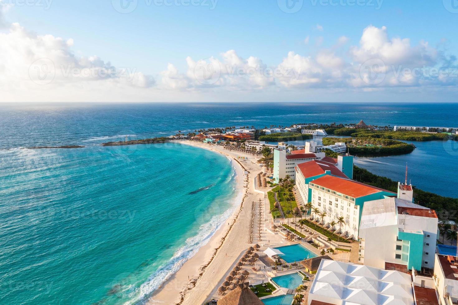 Magical sunrise view overt the Caribbean sea. photo