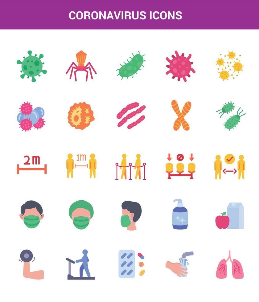 colecciones de conjuntos de iconos corona o coronavirus a todo color y varias formas vector