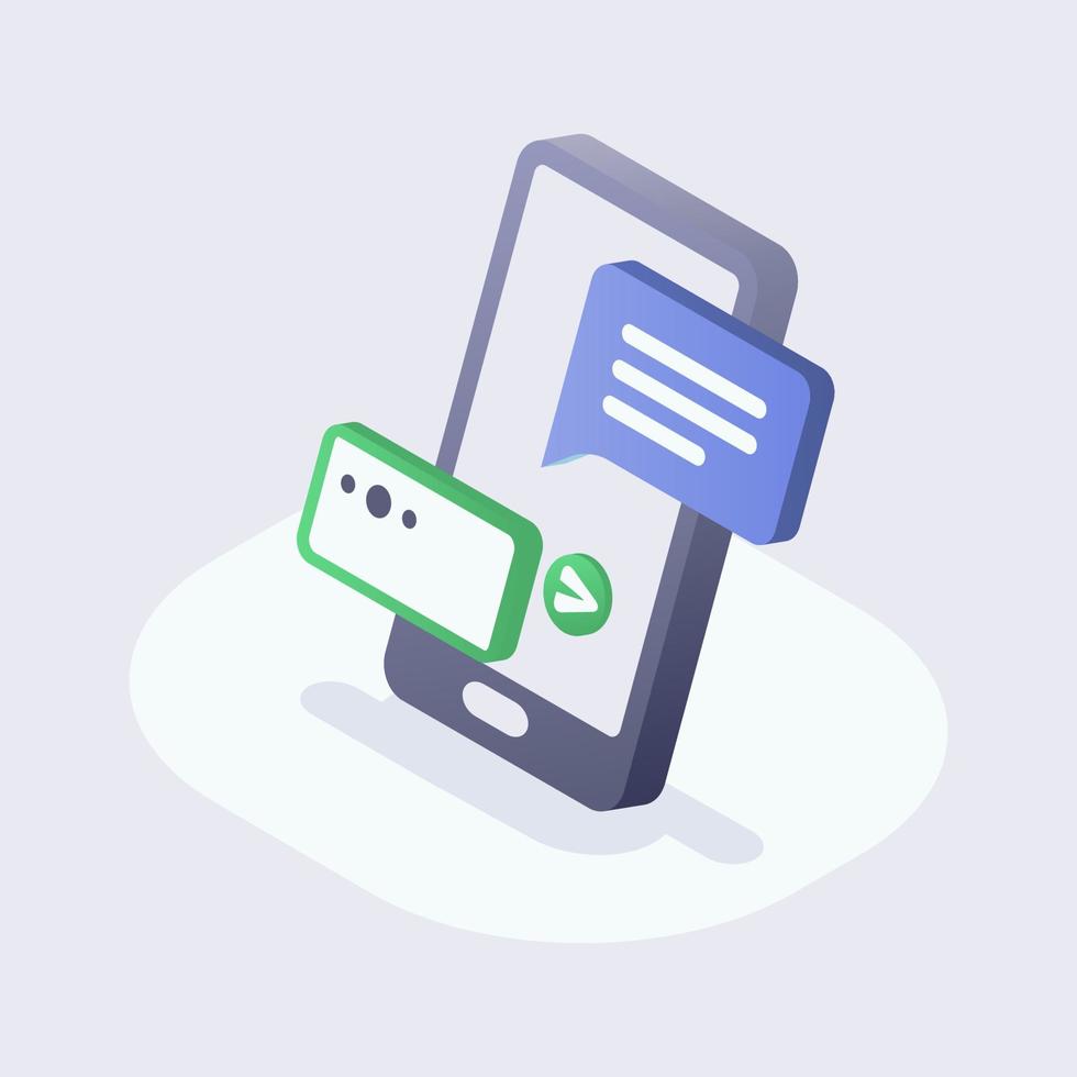mobile messaging text communication concept with modern isometric style vector