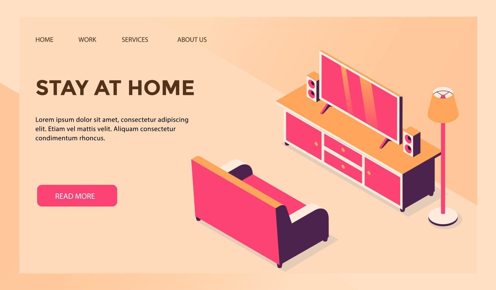 stay at home concept home entertainment for website template or landing homepage vector