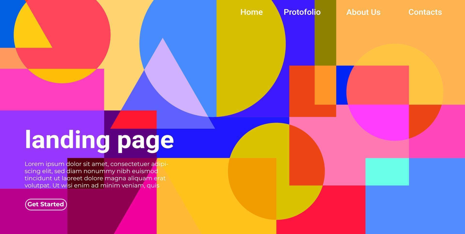 landing pages colorful geometric background, round, triangle square, vector