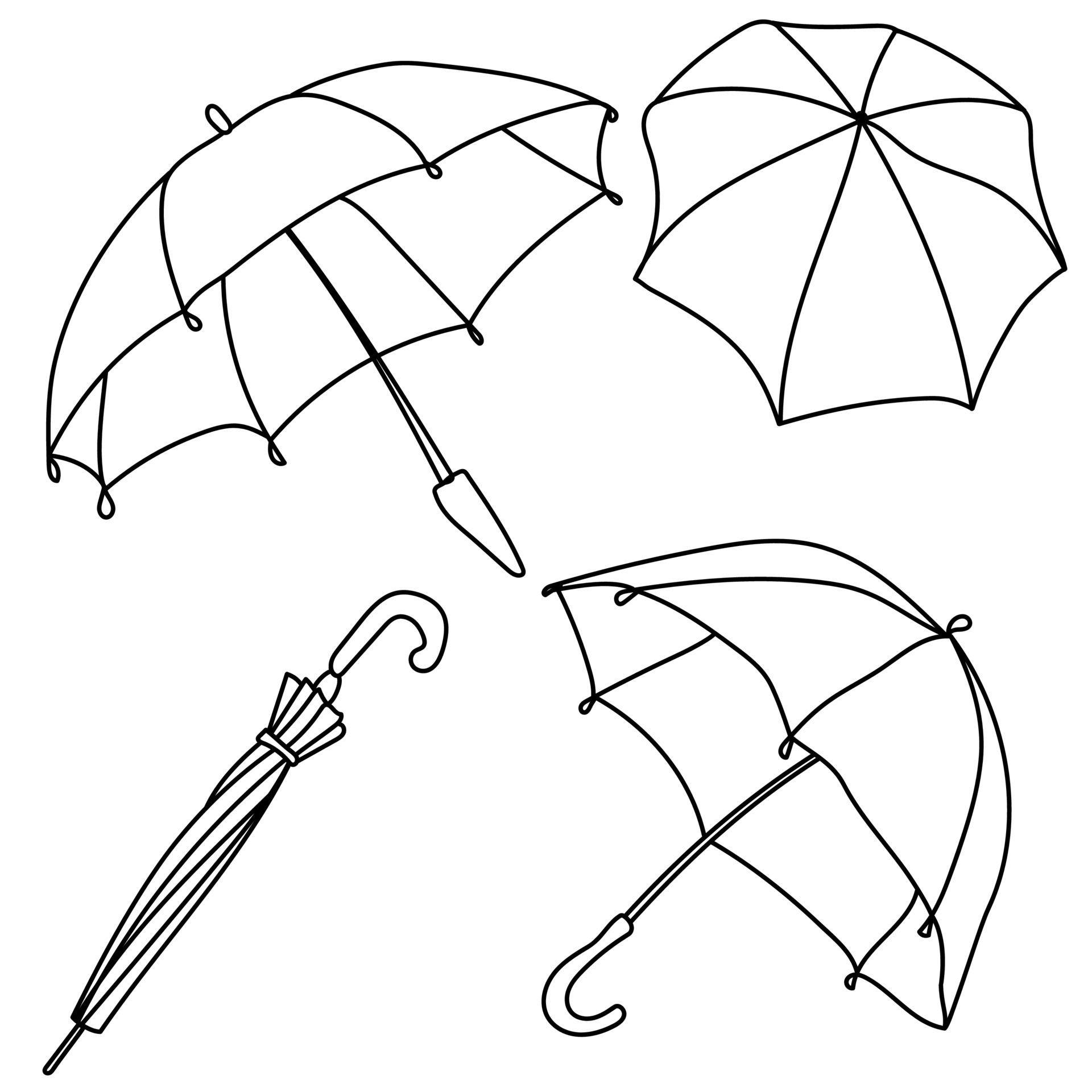 Outline vector umbrella set, outdoor and indoor umbrella 5081279 Vector ...