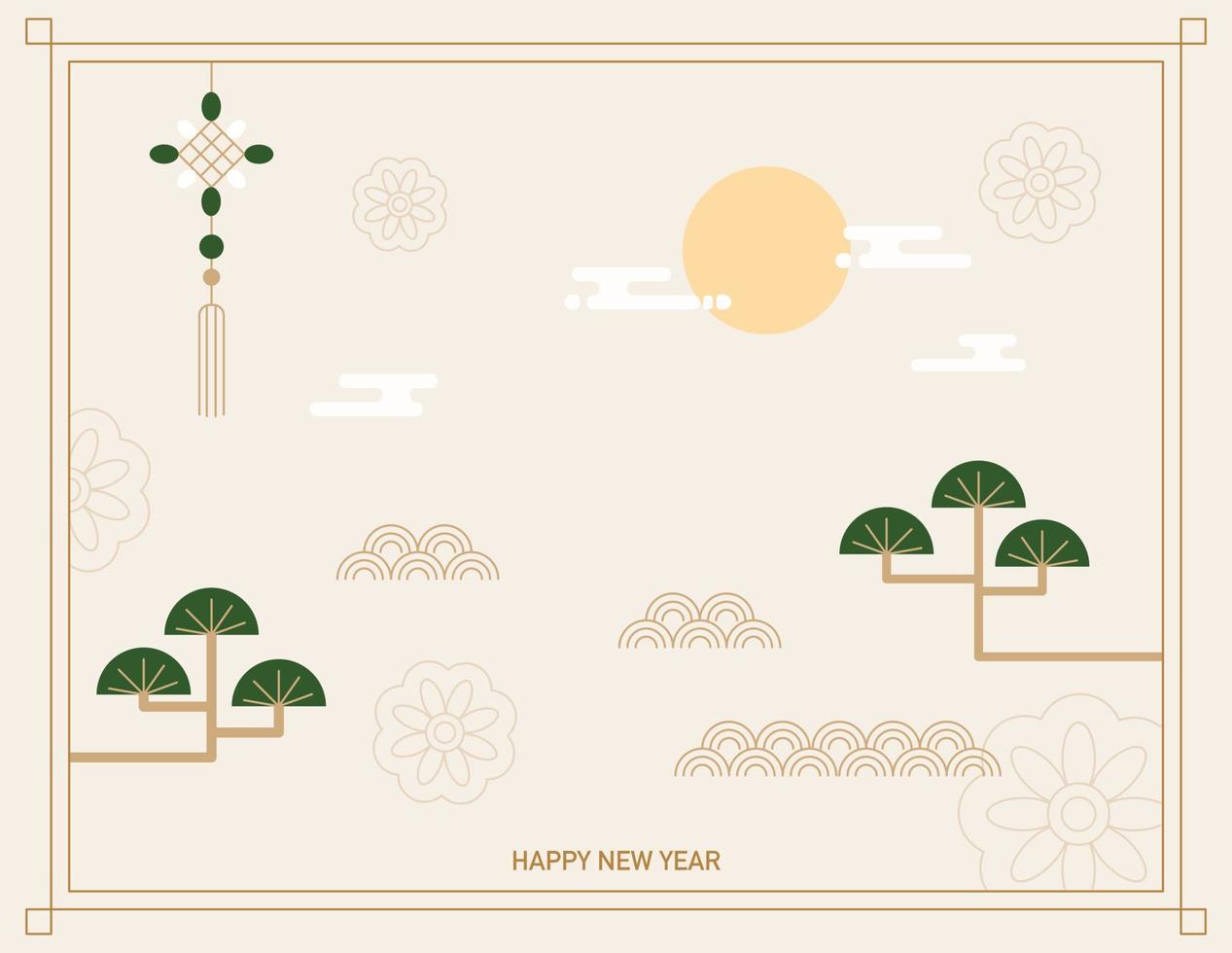 Korean traditional Lunar New Year's card template. vector