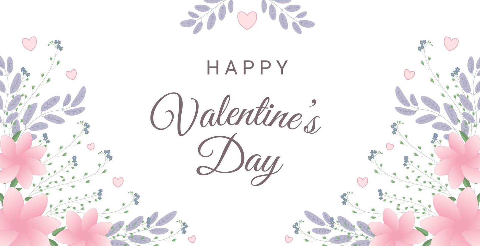Happy valentine's day greeting card with flowers and hearts. Perfect for greeting cards, websites, banners or tags. vector