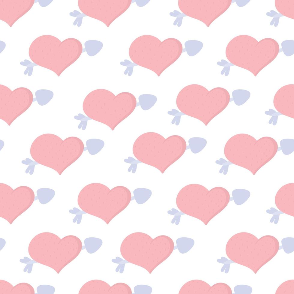 cute gentle heart with amur arrow seamless pattern vector