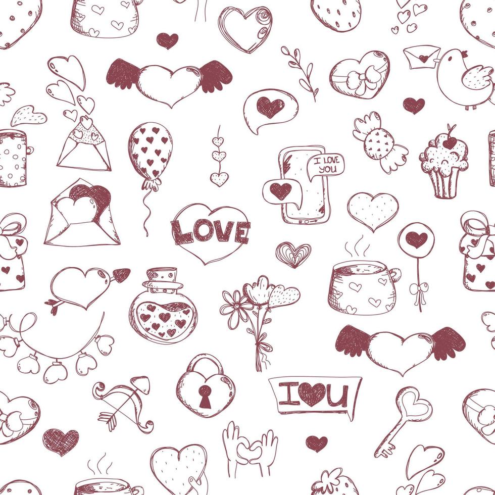 Romantic seamless pattern. Love concept background. Happy Valentine's day. vector