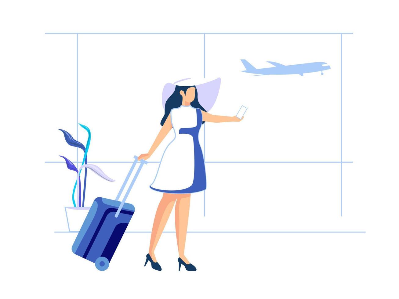 Women enjoy vacations and adventures by taking pictures. Female character concept in flat style. Vector illustration.