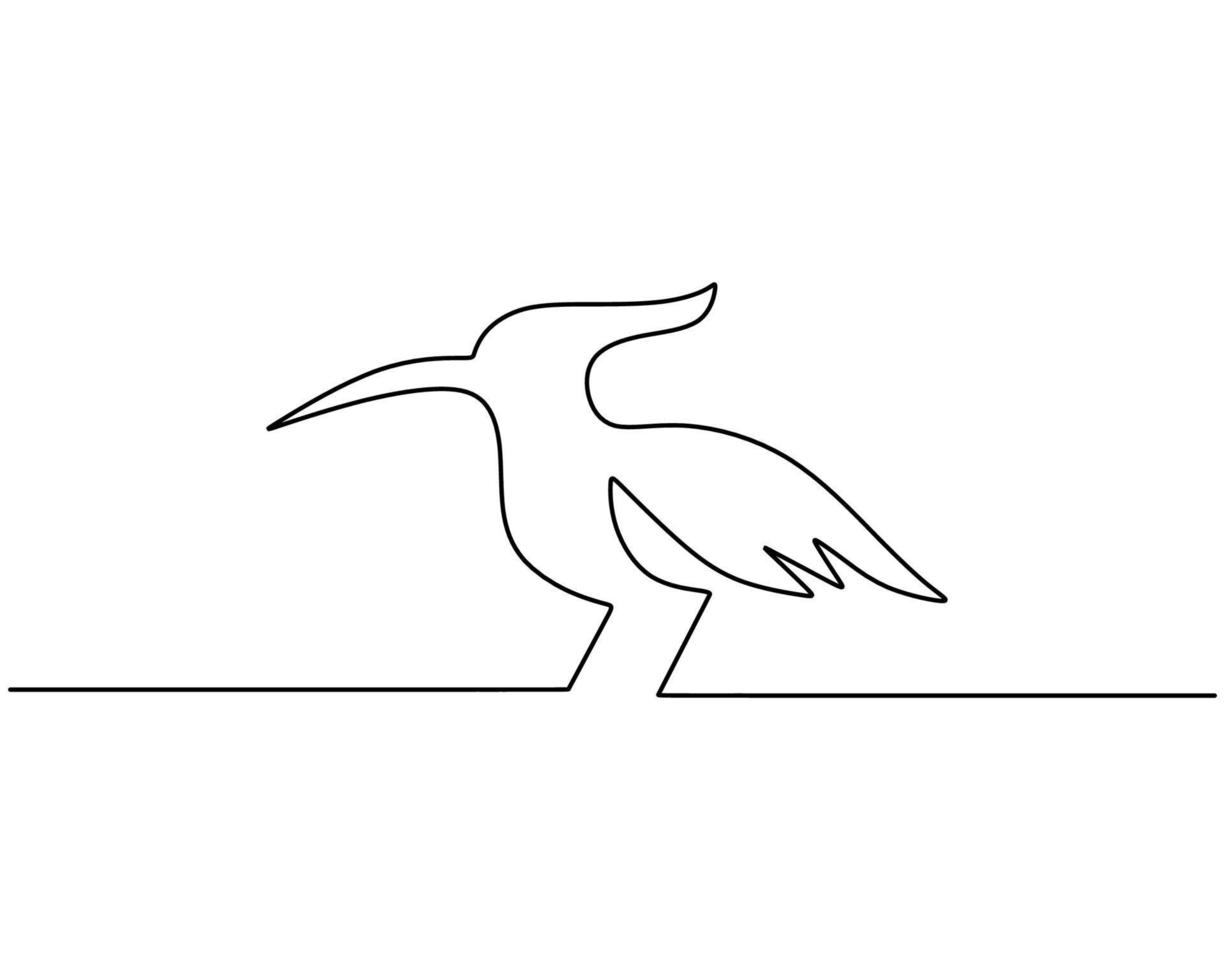 One continuous single line of hoopoe . Famous bird line art vector