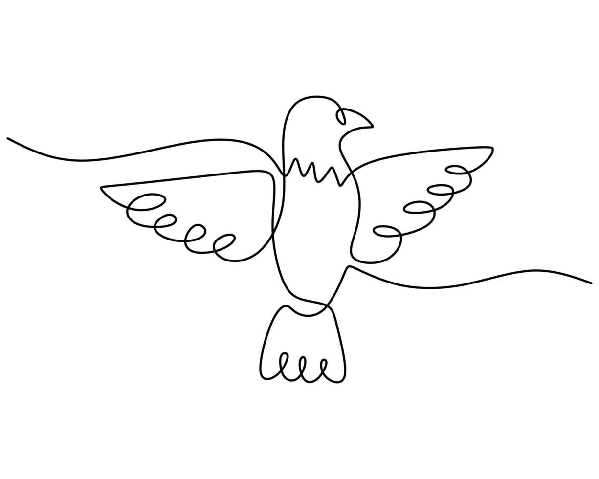 One continuous single line of Quetzal bird. Famous bird line art vector