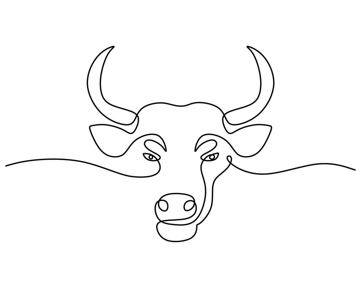 One continuous single line of buffalo head poster banner vector