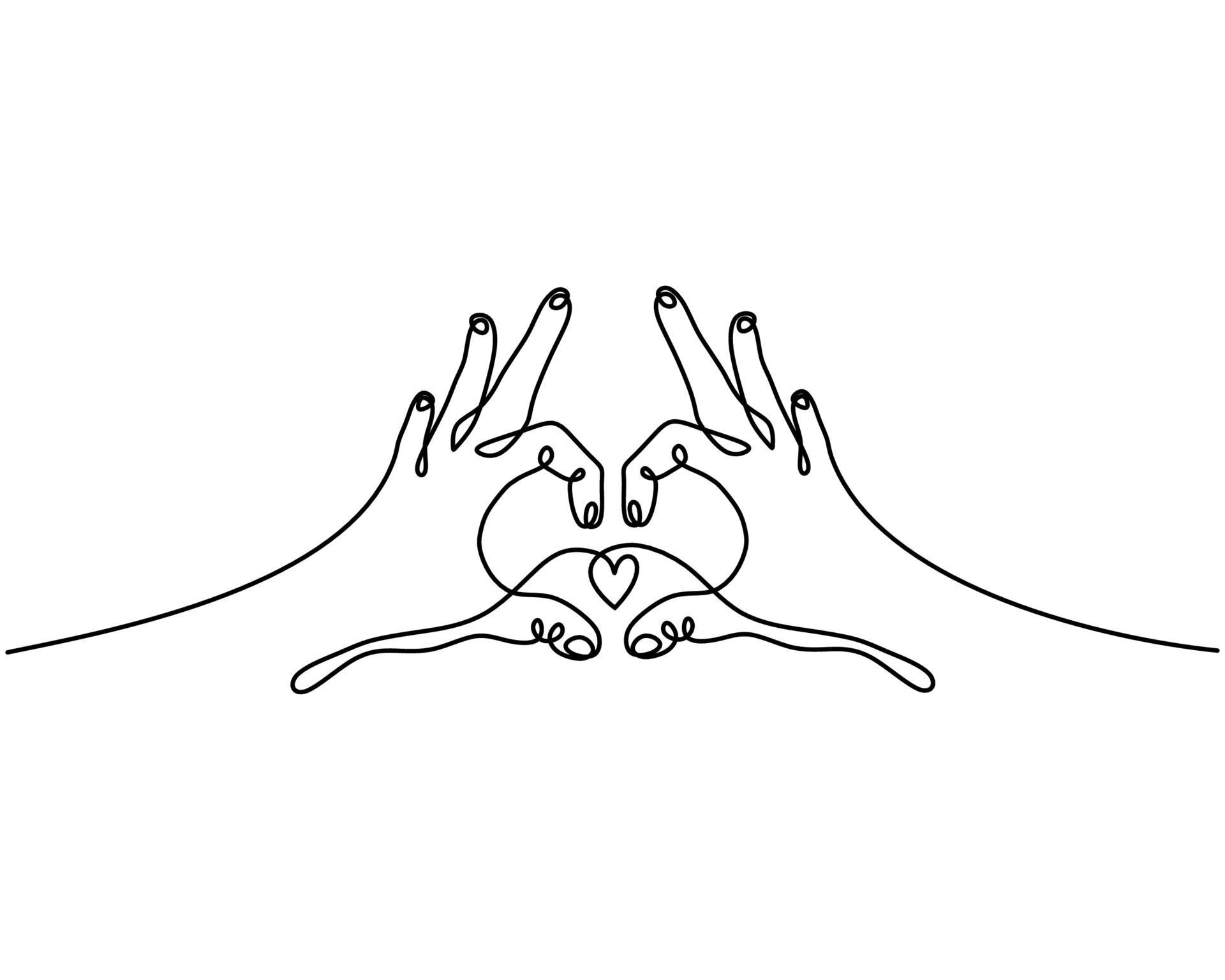 One Continuous Single Line Of Two Hand Make Heart Pose With Fingers 5081771 Vector Art At Vecteezy