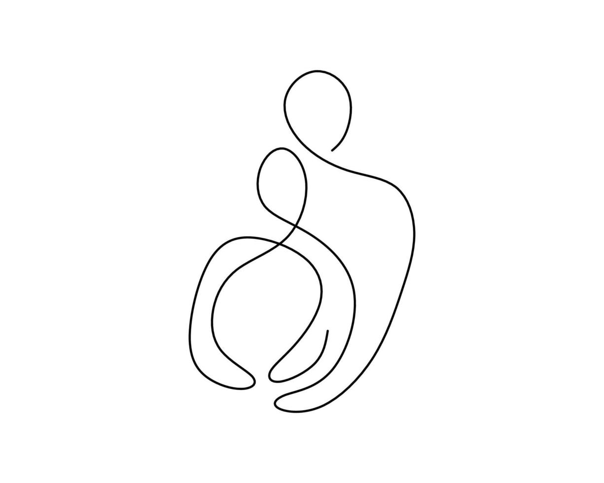 One continuous single line of Boy hugs his girlfriend from behind vector