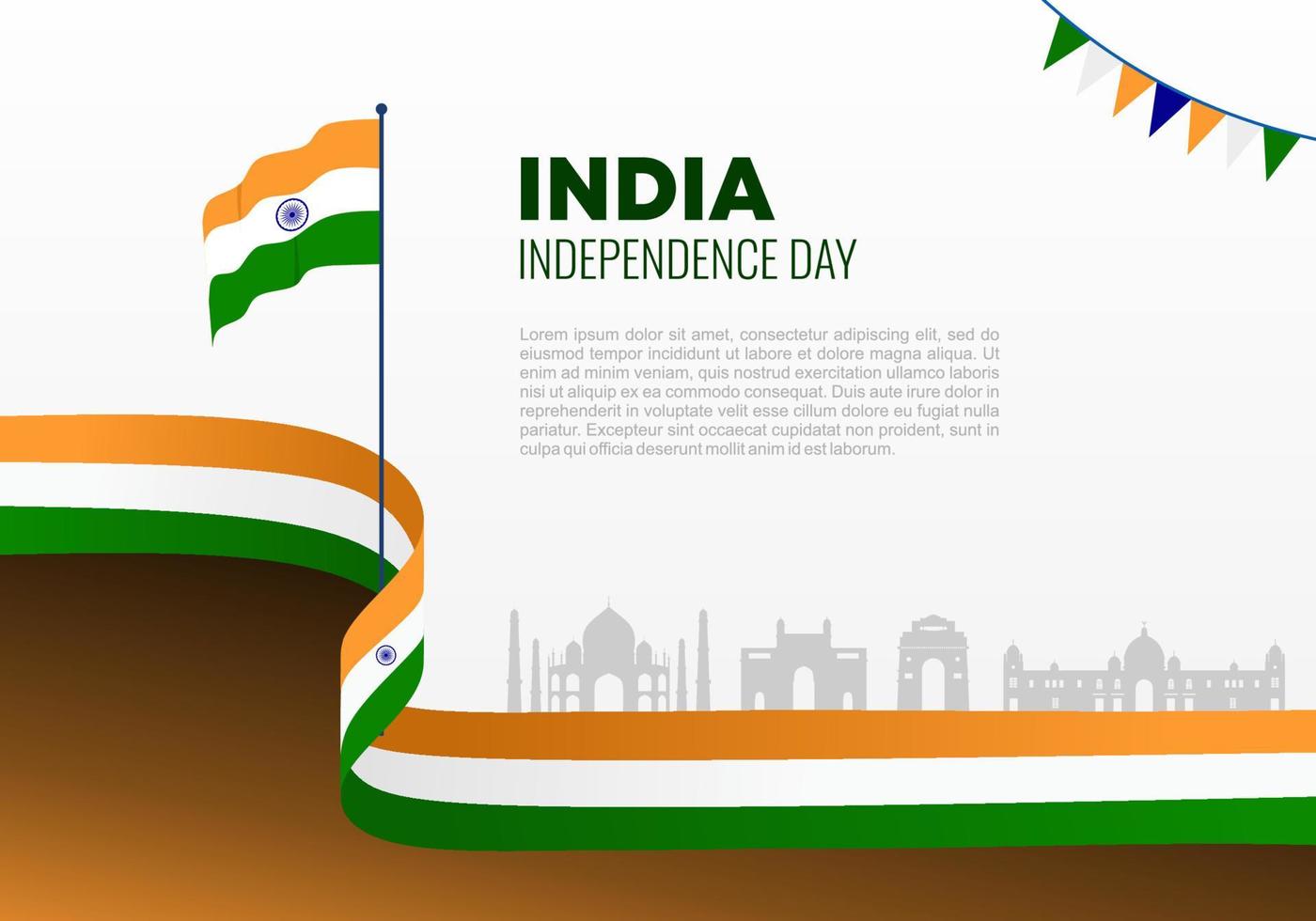 celebración nacional del día de la independencia de india el 15 de agosto. vector