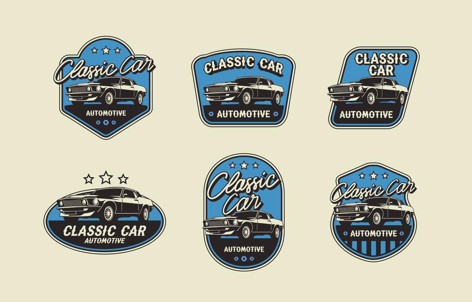 colección de emblemas automotrices de autos clásicos vector