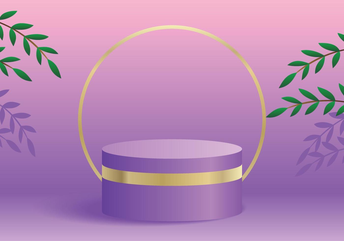 Plantilla de banner de promoción de podio de círculo púrpura suave 3d vector