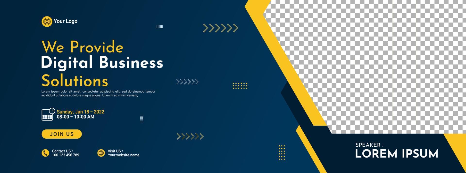 Business conference banner template design for webinar, marketing, online class program, etc vector