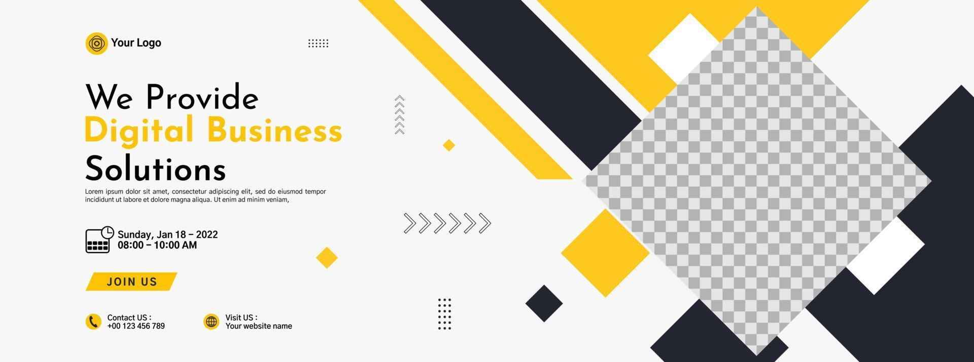 Business conference banner template design for webinar, marketing, online class program, etc vector