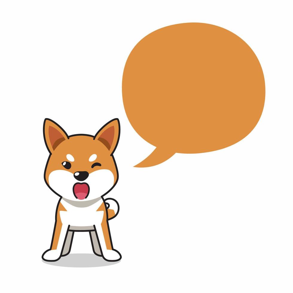 Cartoon character shiba inu dog with speech bubble vector