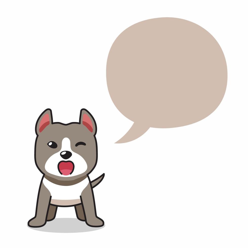 personaje de dibujos animados pitbull terrier perro con burbujas de discurso vector