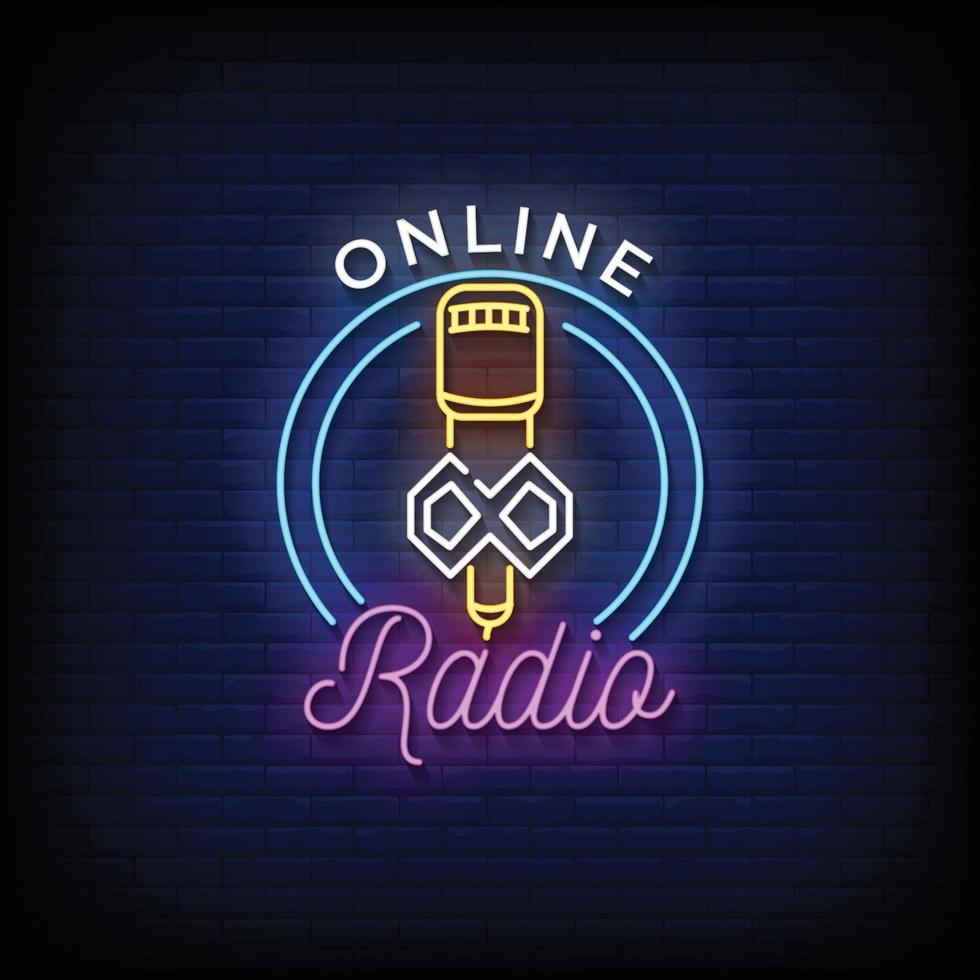 Online Radio Neon Signs Style Text Vector