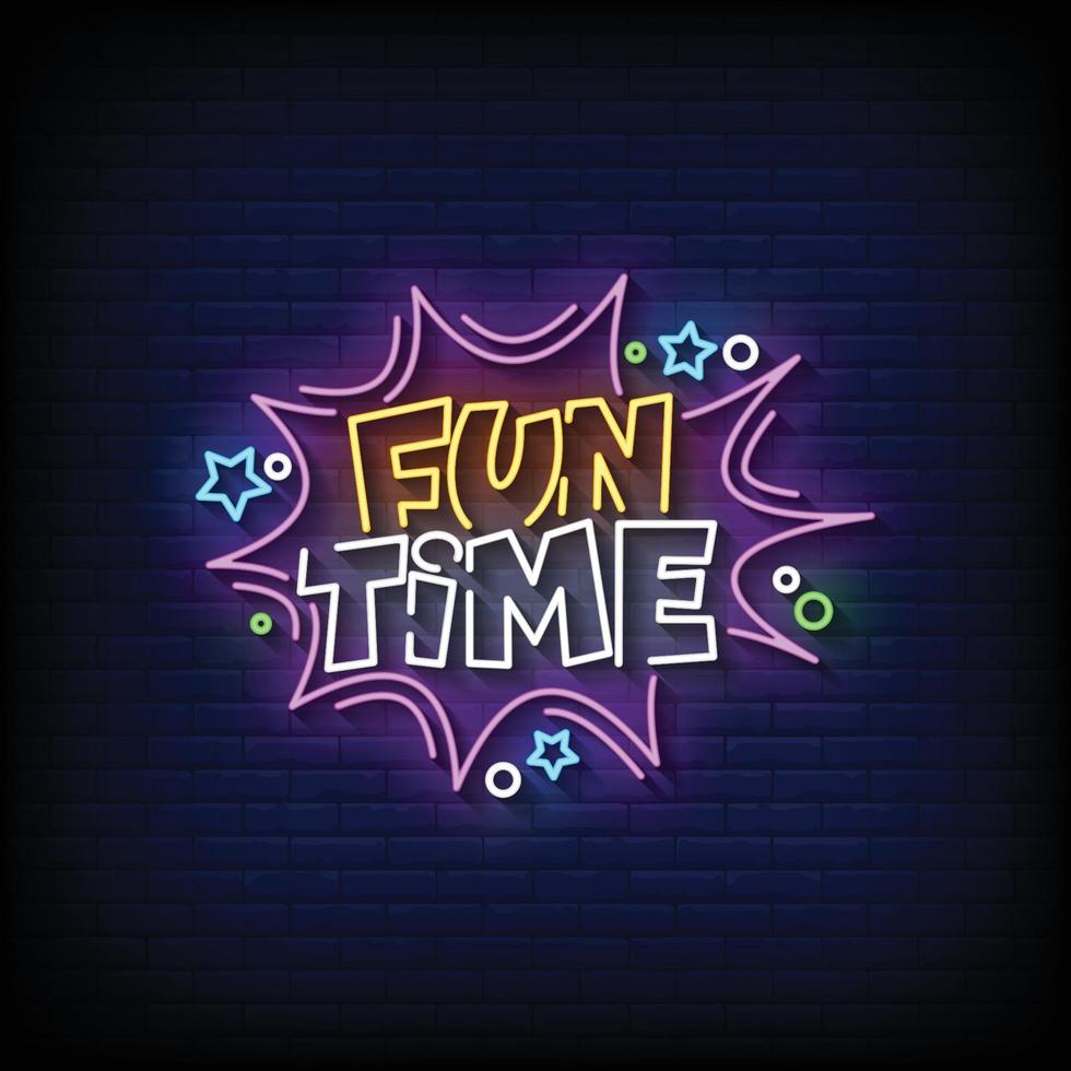 Fun Time Neon Signs Style Text Vector