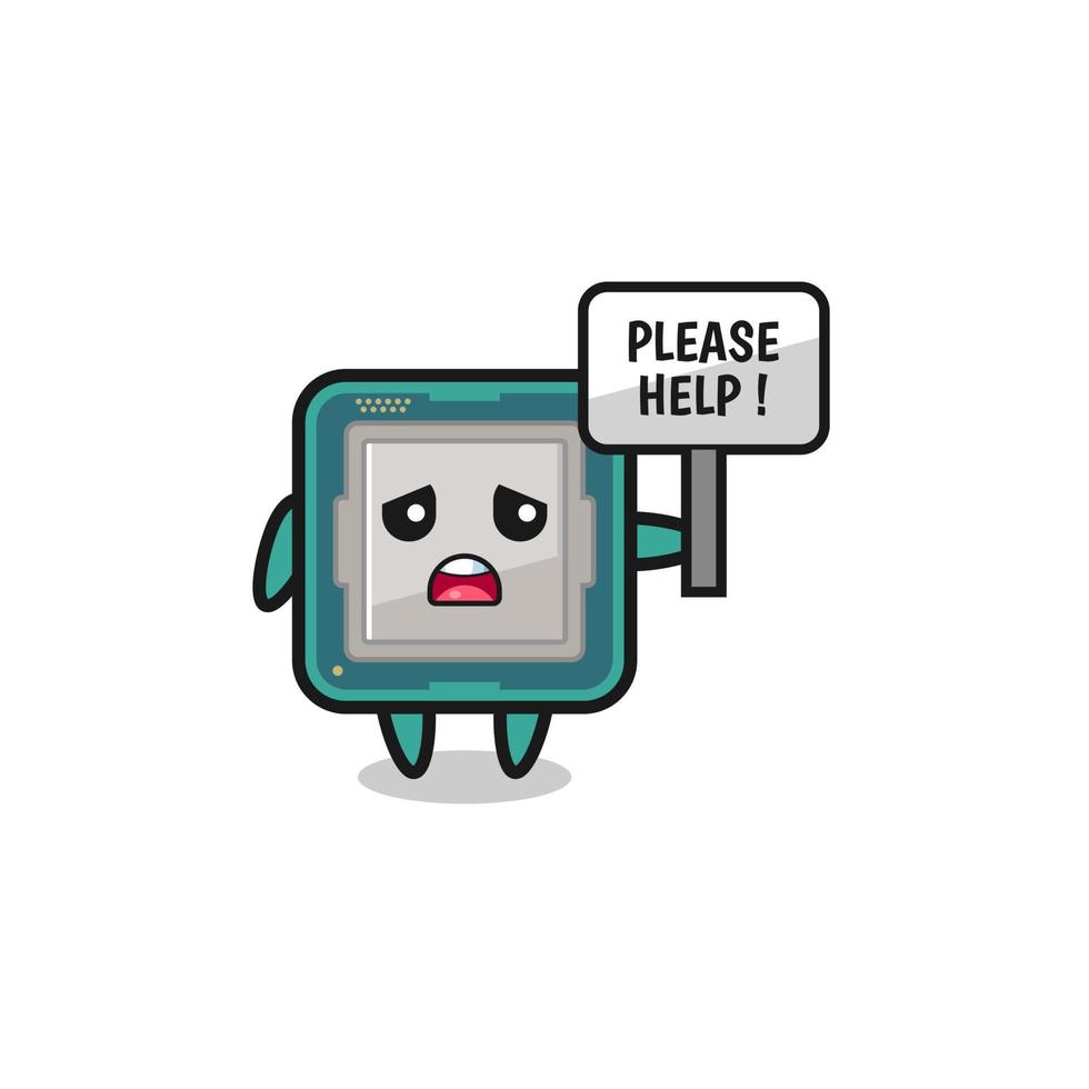 cute processor hold the please help banner vector