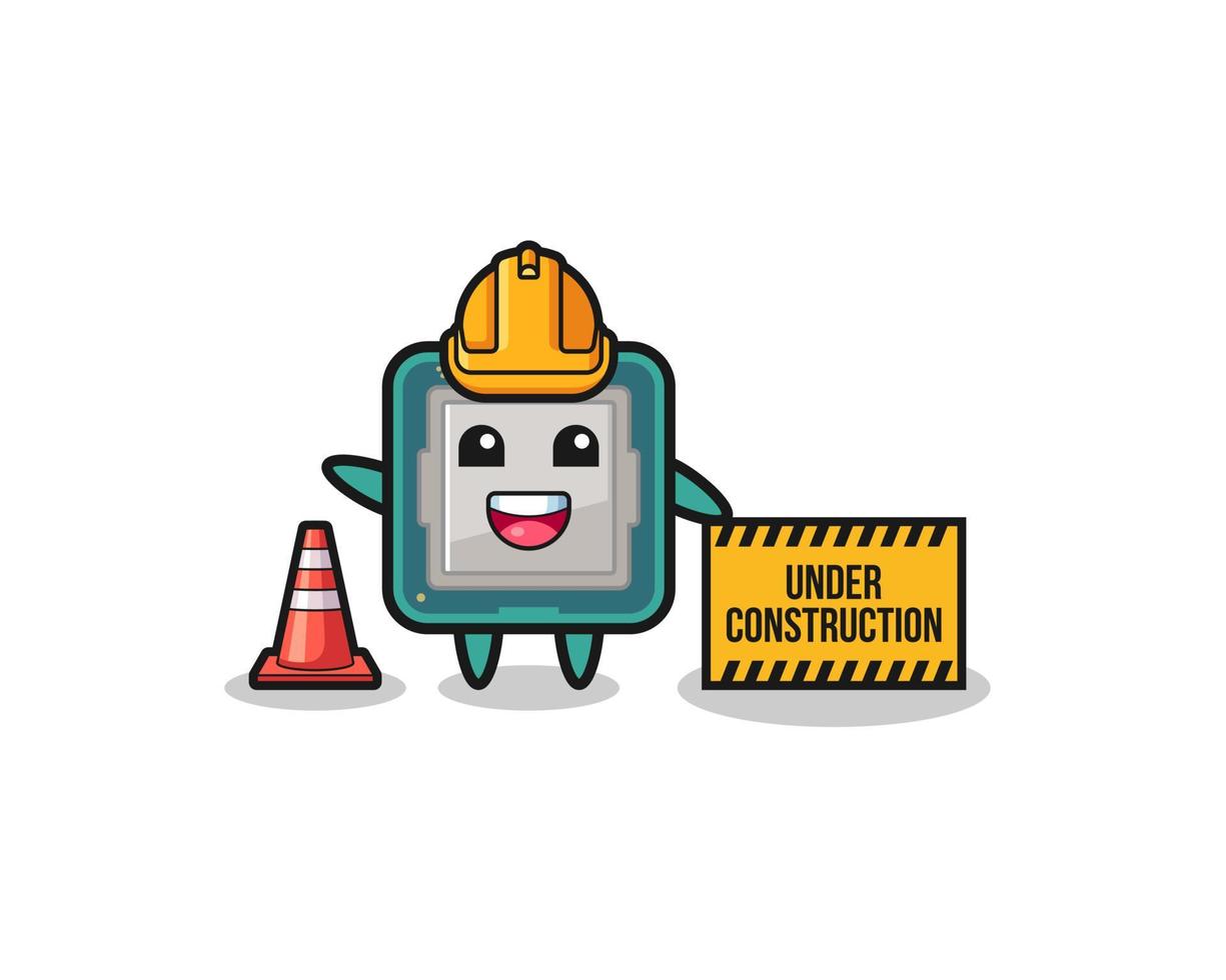 illustration of processor with under construction banner vector