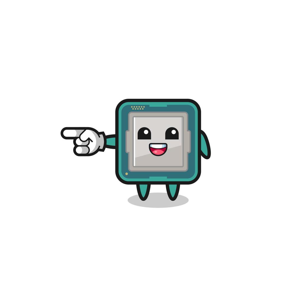 processor cartoon with pointing left gesture vector