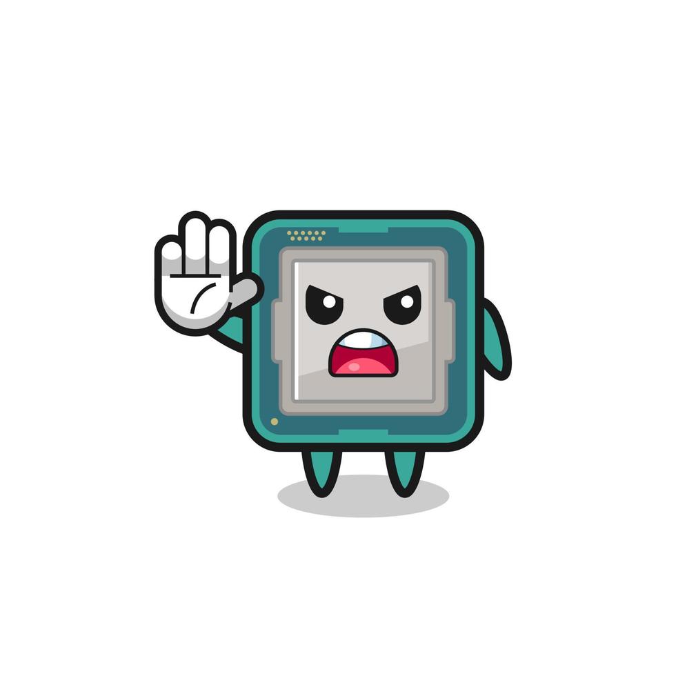 processor character doing stop gesture vector