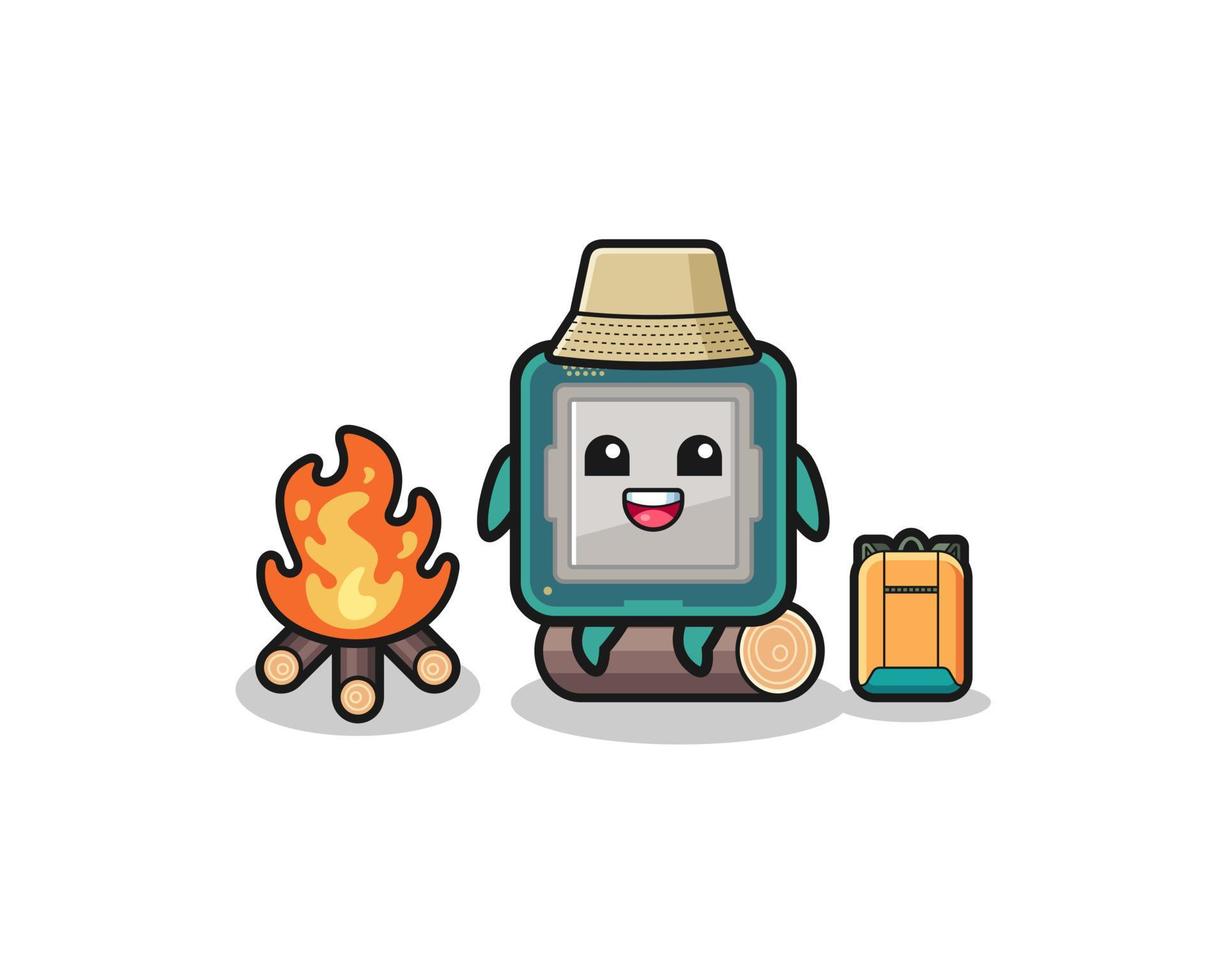 camping illustration of the processor cartoon vector