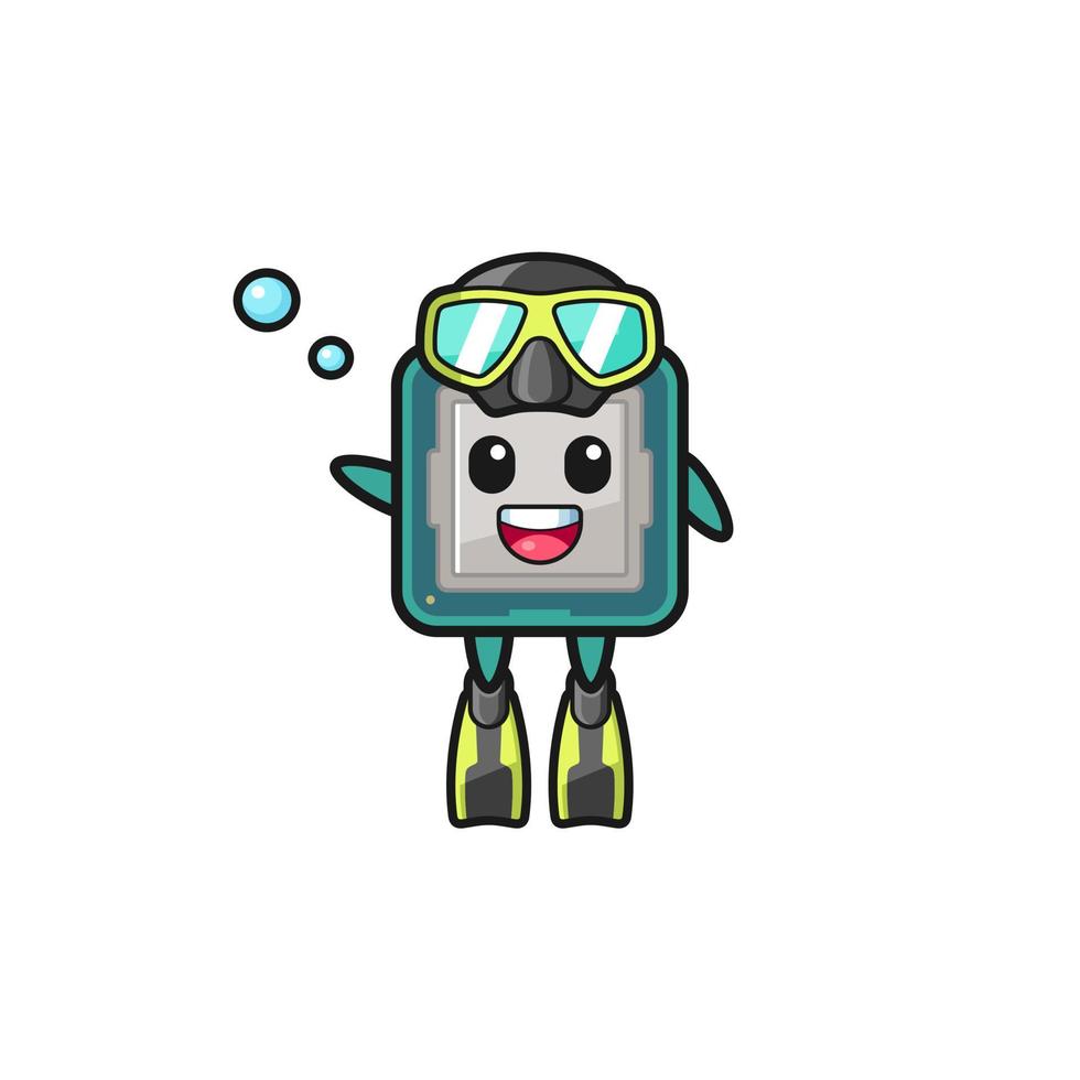 the processor diver cartoon character vector