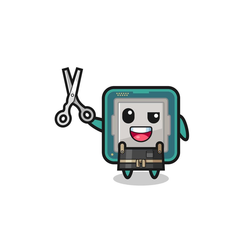 processor character as barbershop mascot vector