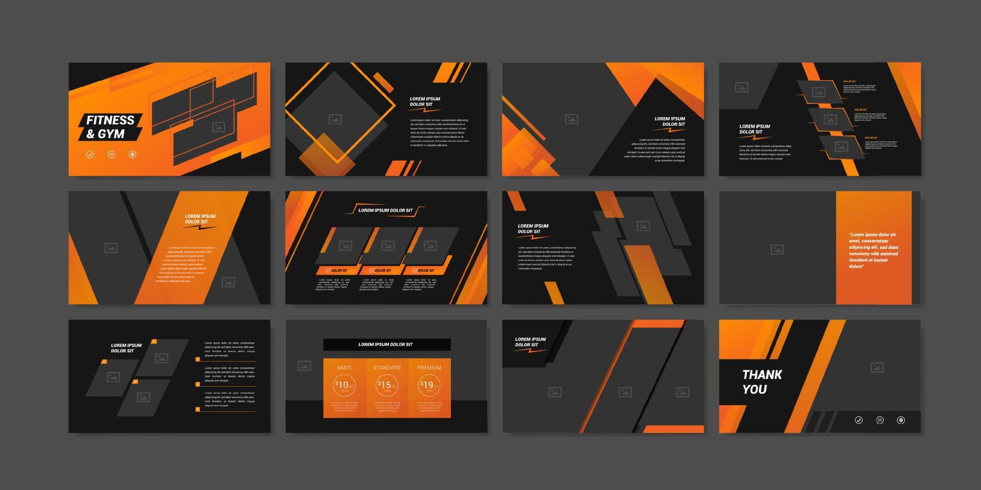 Minimal slides presentation background template. Fitness and gym presentation slides template. vector