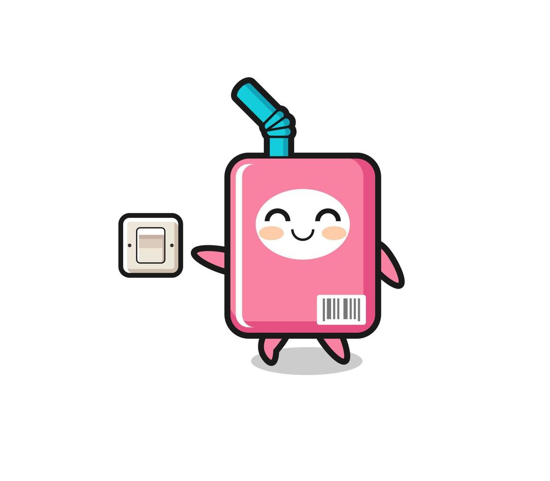 cartoon milk box is turning off light vector