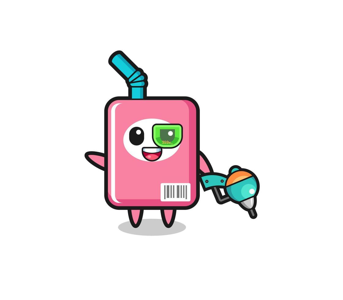 milk box cartoon as future warrior mascot vector