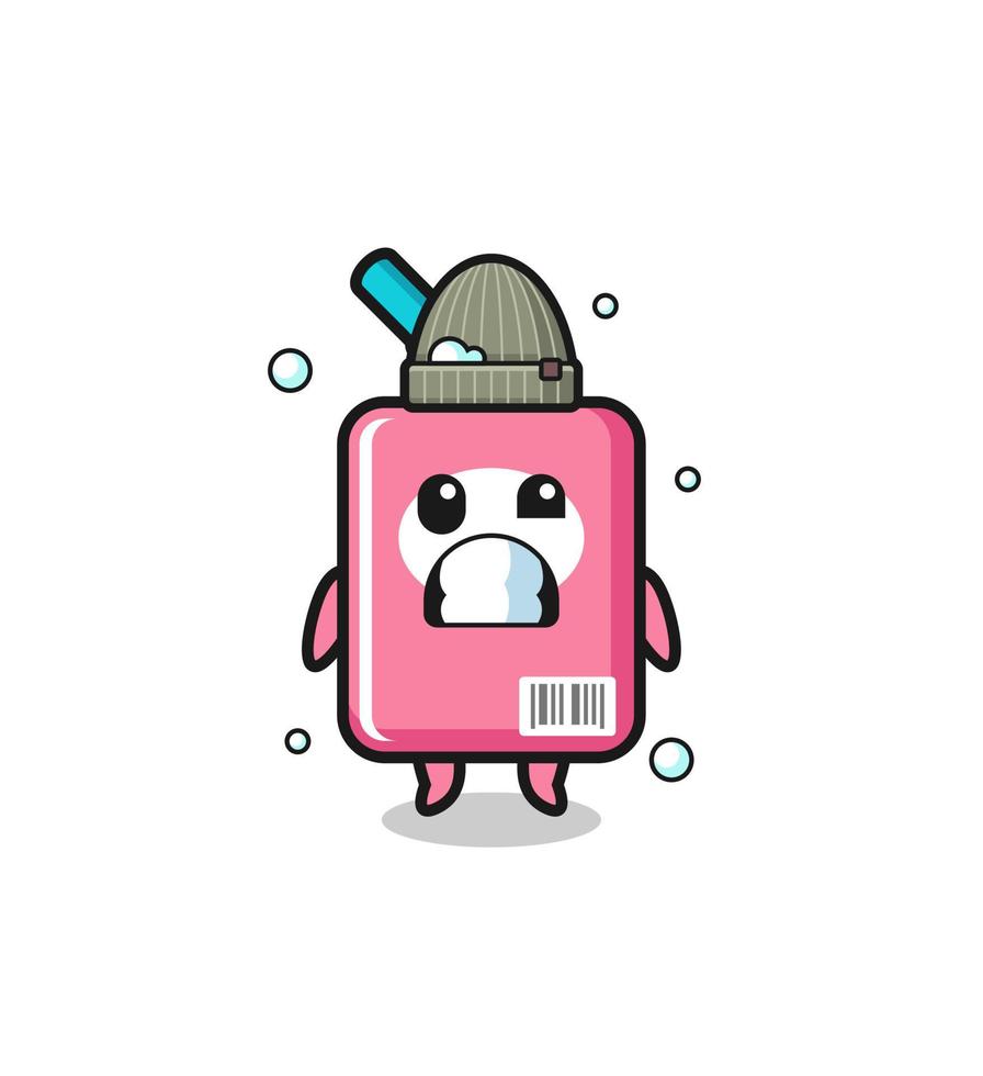 cute cartoon milk box with shivering expression vector