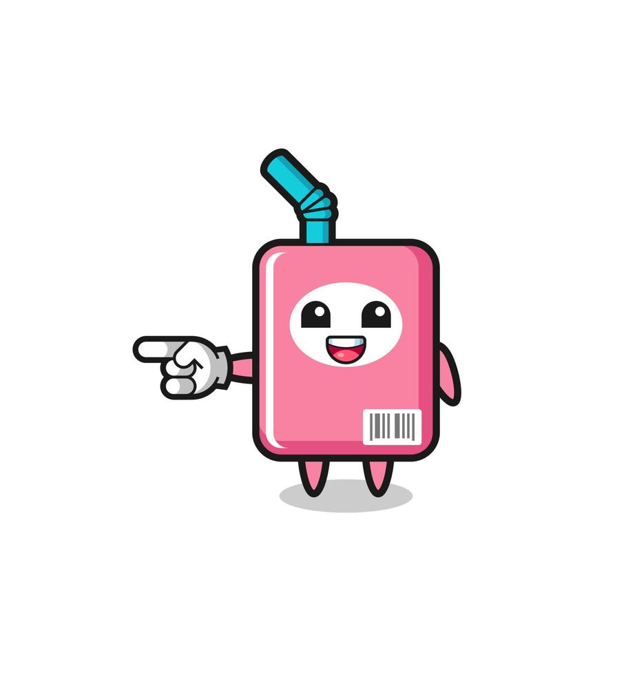 milk box cartoon with pointing left gesture vector