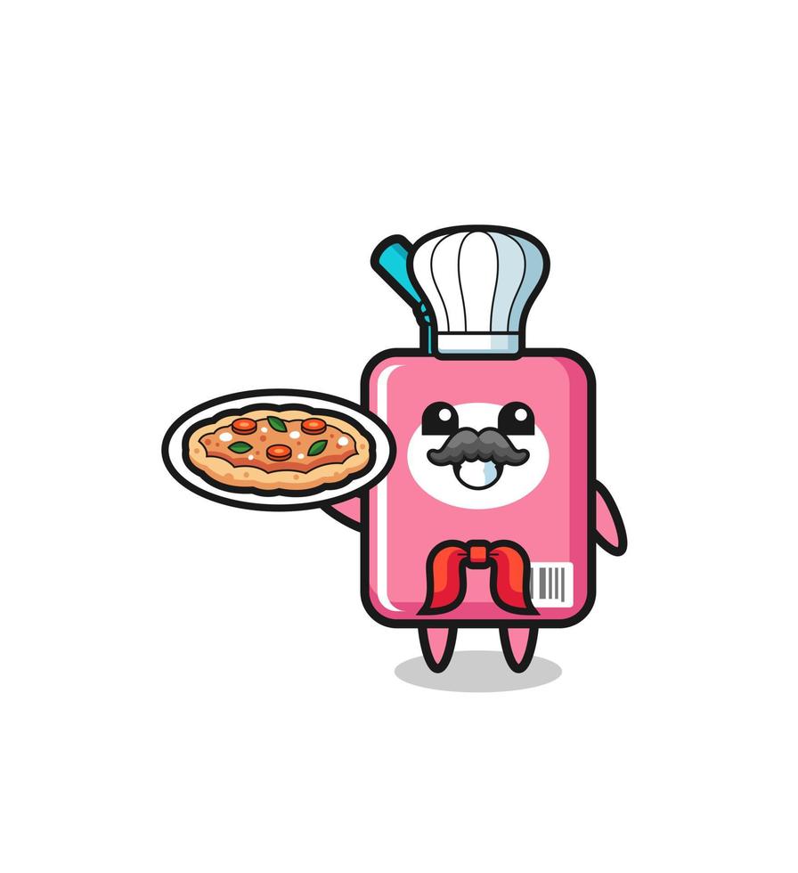 personaje de la caja de leche como mascota del chef italiano vector