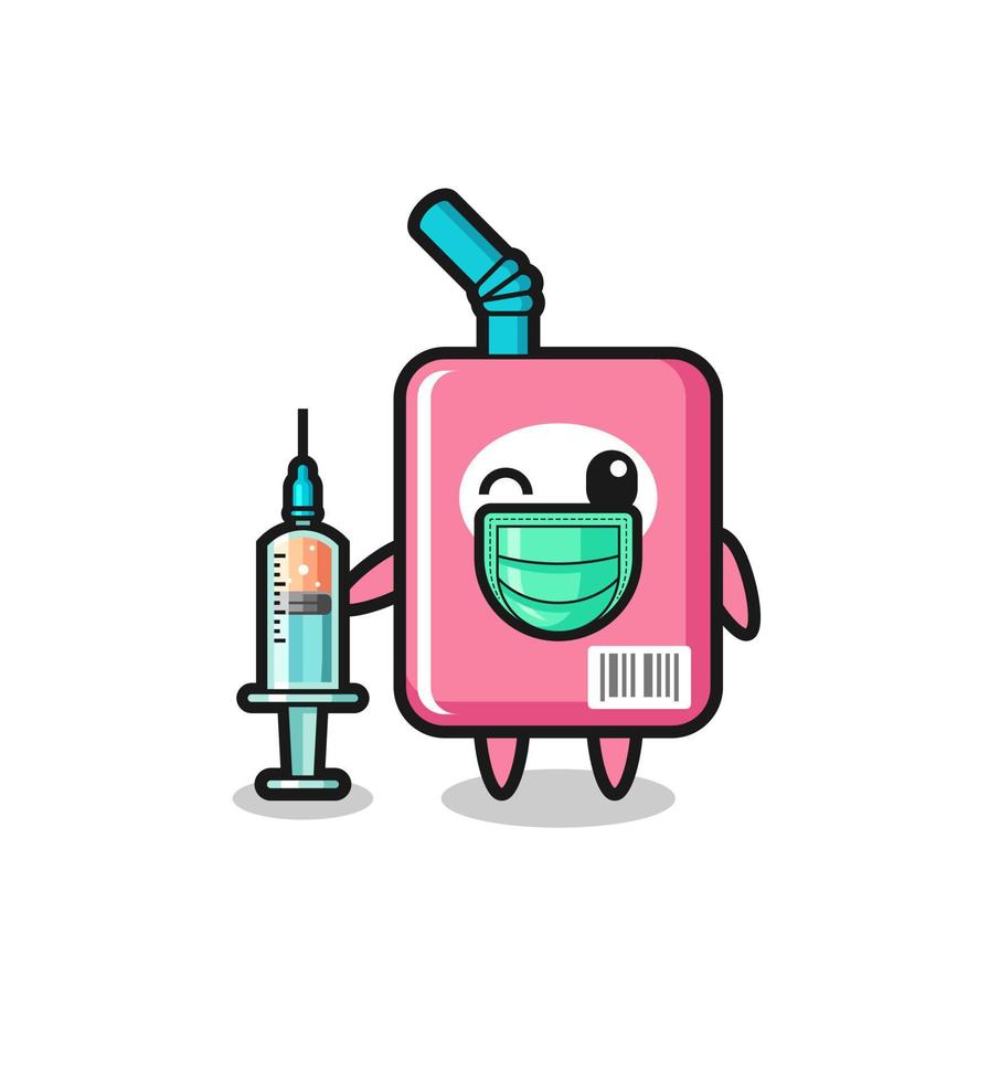 milk box mascot as vaccinator vector