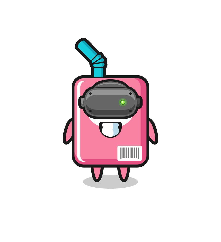 cute milk box using VR headset vector