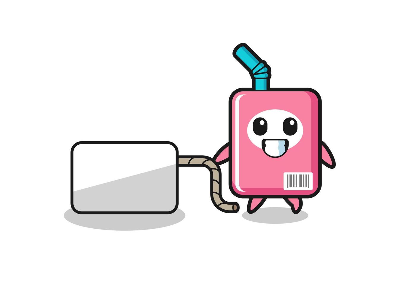 milk box cartoon is pulling a banner vector