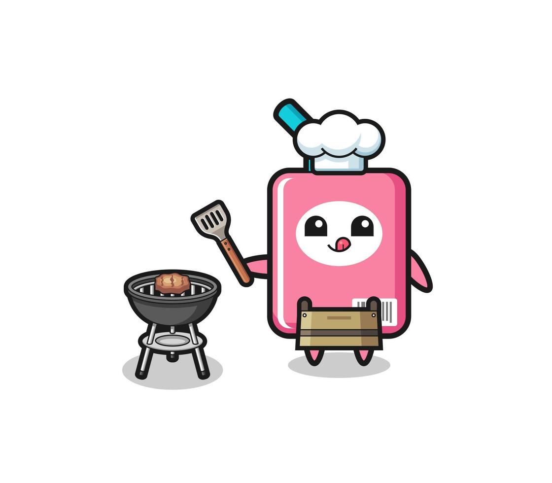 milk box barbeque chef with a grill vector