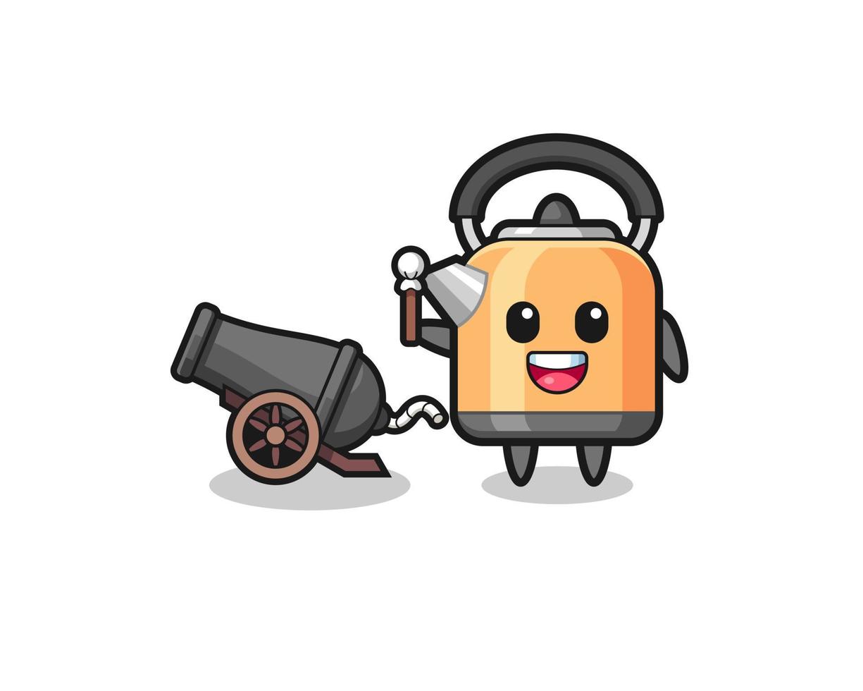 cute kettle shoot using cannon vector