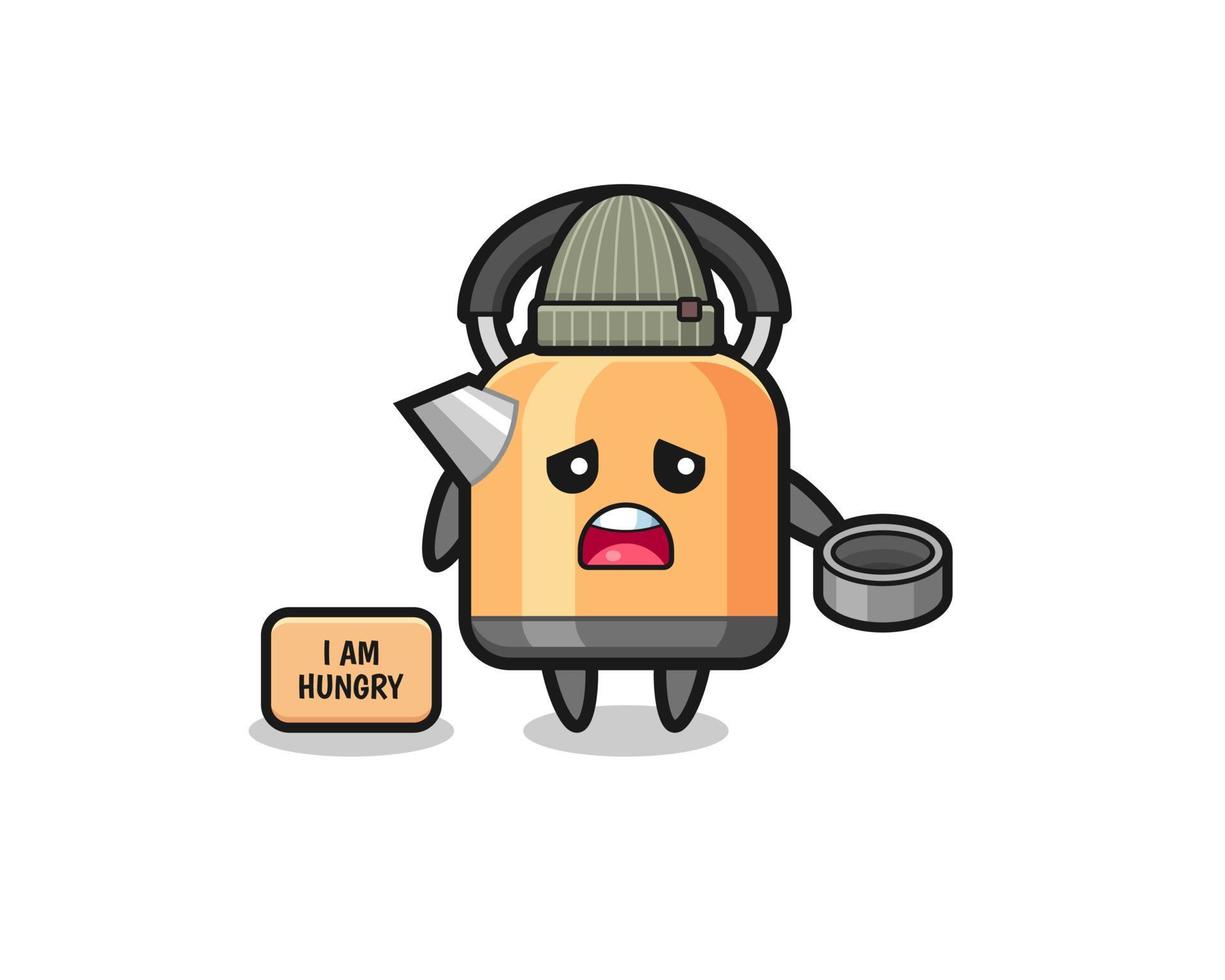 cute kettle beggar cartoon character vector