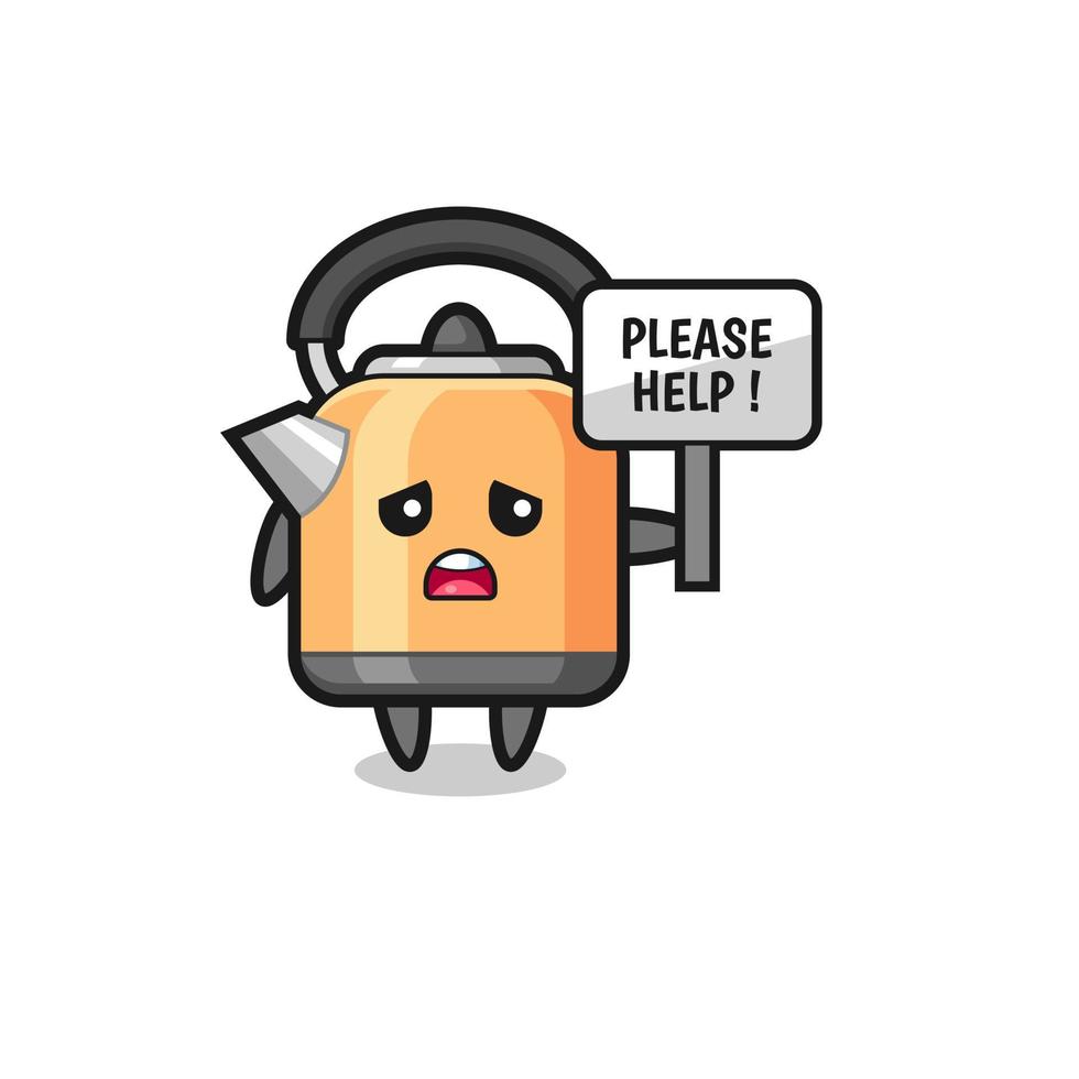 cute kettle hold the please help banner vector