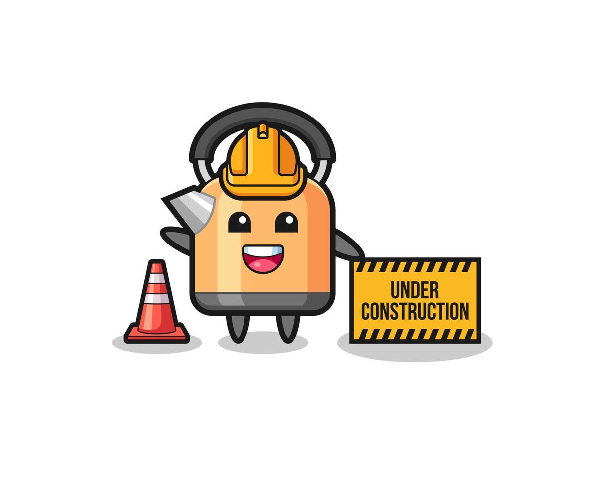 illustration of kettle with under construction banner vector